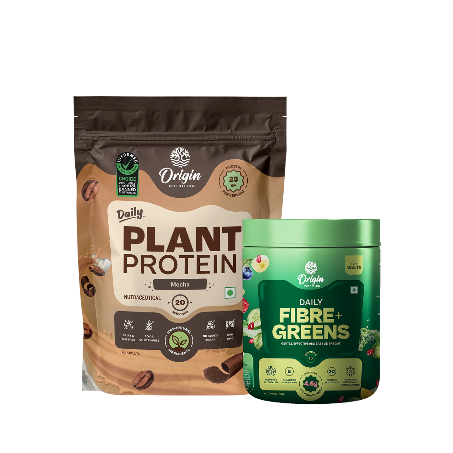 Daily Plant Protein Mocha & Fibre + Greens Combo